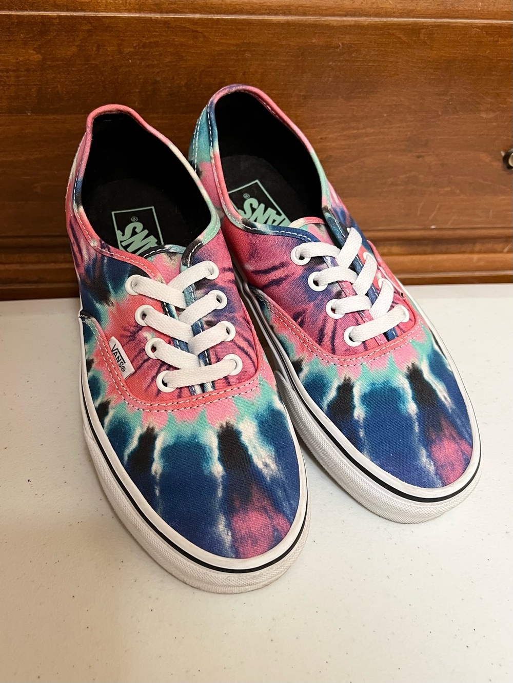 Vans Authentic Tie-Dye Canvas Sneakers - Pink Blue Teal